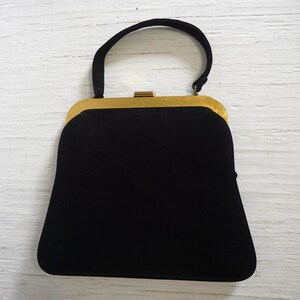 Bolso vintage Bienen Davis de piel de ante con marco, estilo años 50, con asa superior, estilo retro MCM. Bolsos para mujer.
