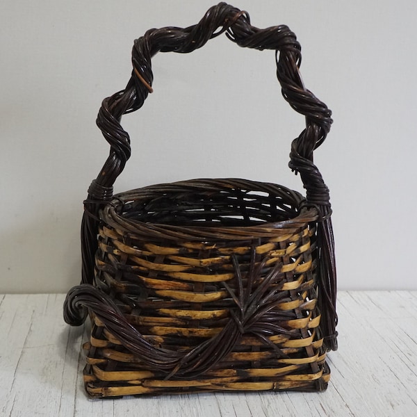 Vintage Reed Wicker French Market Basket