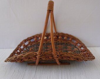 Gathering Basket, Stick and Ball, Handmade, Decorative, Kitchen Storage, Centerpiece, Bohemian