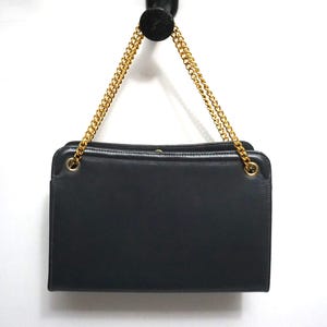Bolso vintage de piel gris con asas de cadena en tono dorado BLOCK Bolsos vintage Bolsos de mujer Bolsos y carteras
