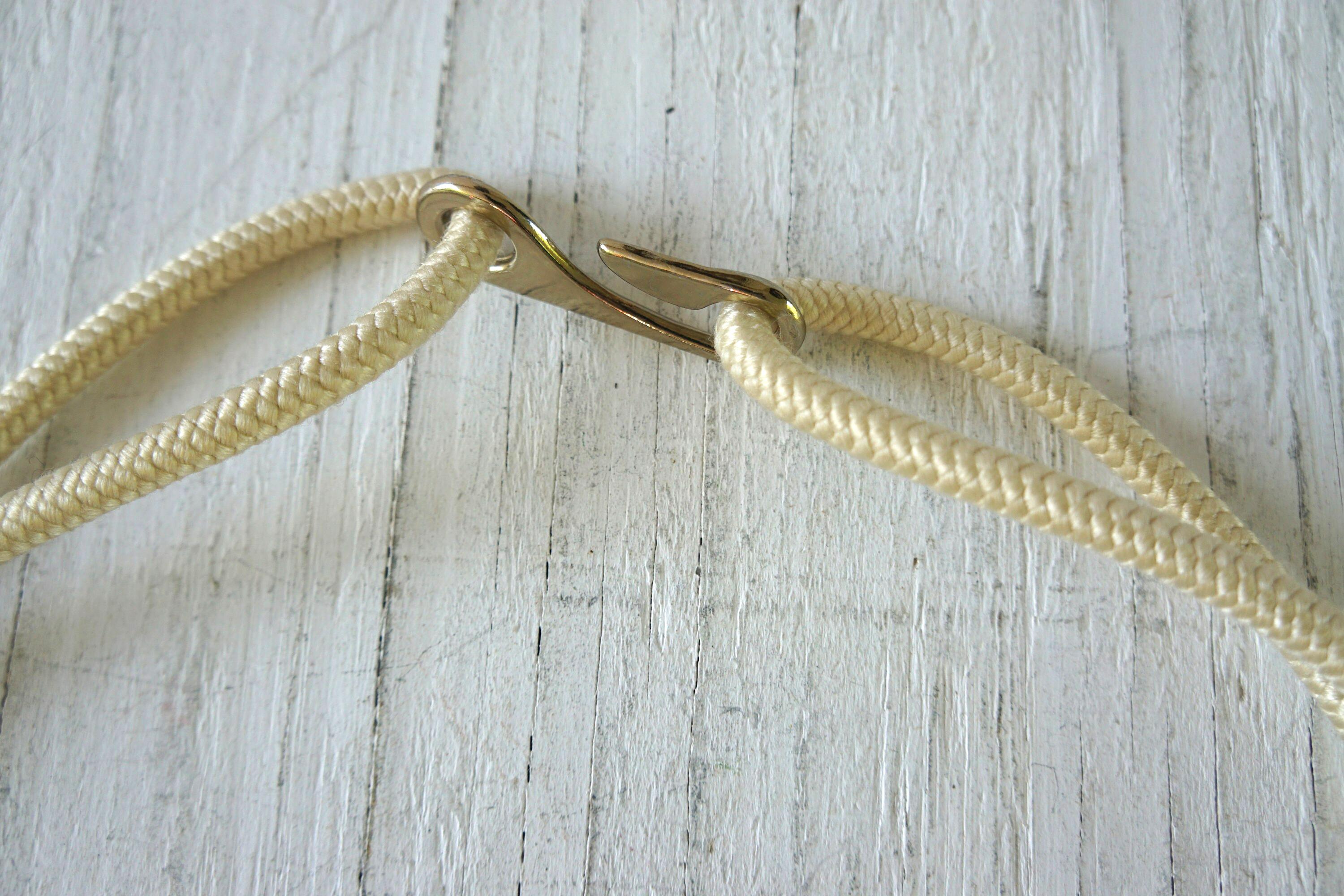 Motion East Braided Faux Pearl Rope Belt Womens Size S/M Beige 34 in Vintage Cream Braided Rope Belt: Faux Pearl & Gold Cinch, 30  main image 4