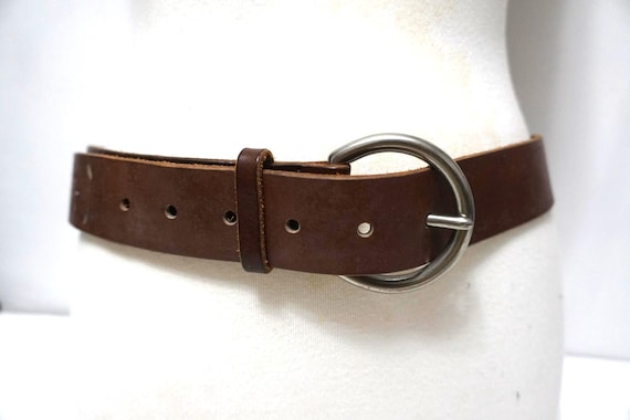 Women’s Brown/Silver Genuine Italian Leather Buy Womens Brown Leather Belt With Italian Buckle  main image 4