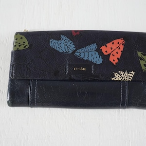 Bolsa/Carteira/Bolsas/Acessórios de Couro Vintage FOSSIL Trifold Carteira Borboleta