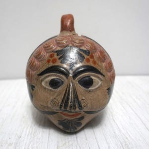 Vintage Mexican Tonala Pottery Face Bank