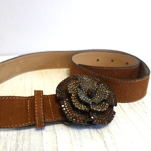 Vintage LEATHEROCK Genuine Brown Leather Belt With Faux  display picture 1