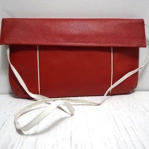 Bolsa de couro vermelha vintage Bolsa de ombro Clutch BLOCK Bolsa de ombro listrada vermelha e branca Bolsas e bolsas Bolsas de ombro