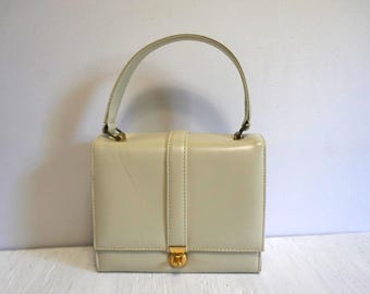 Vintage Elegant Cream Color Leather Handbag Bags and Purses Women's Bags
