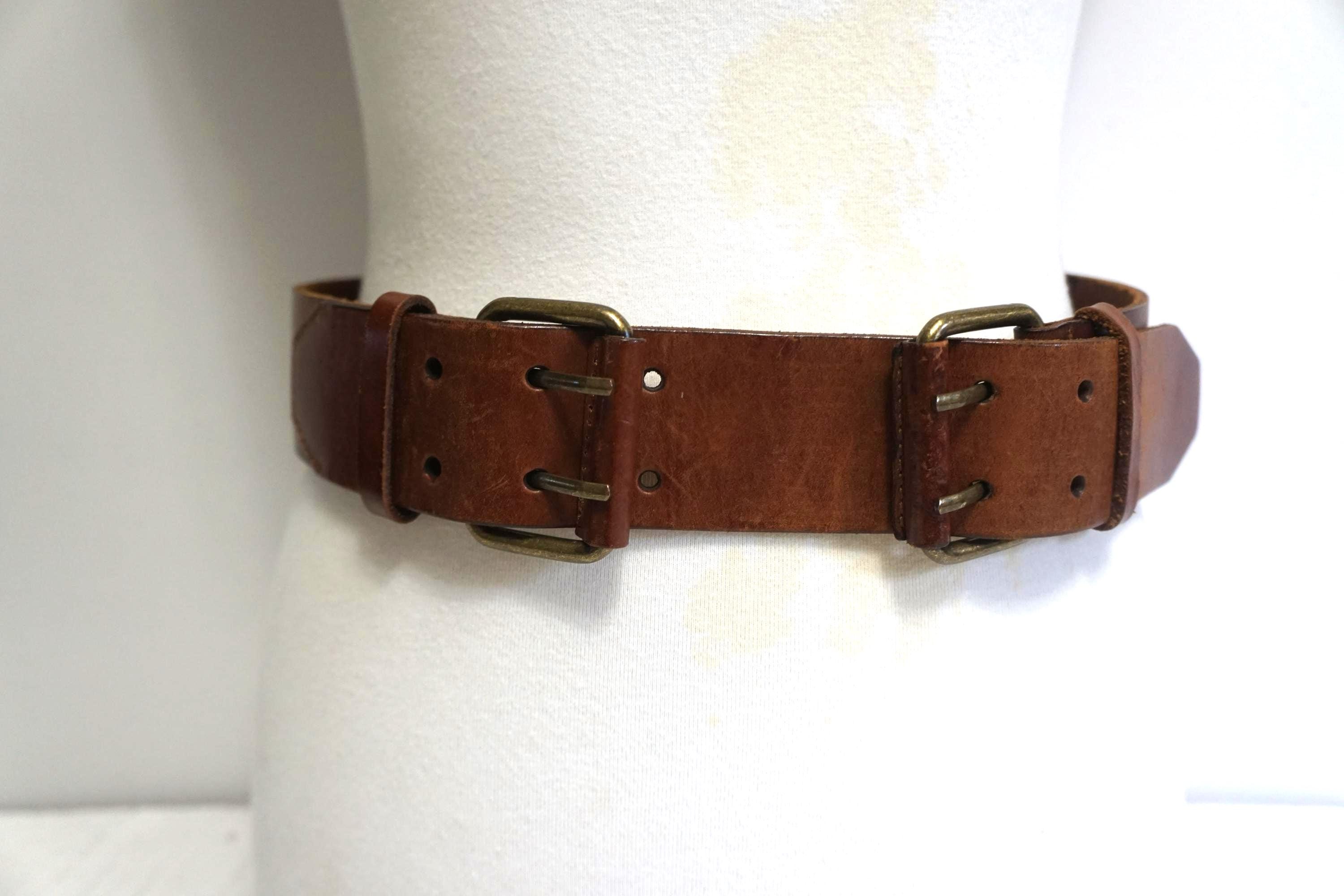 Ann Taylor Loft Brown Leather Double Loop Buckle Belt 