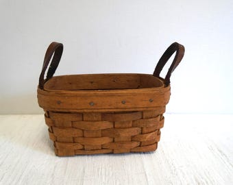 Koszyk na herbatę z kolekcji Vintage Longaberger, ręcznie tkany, mały: sygnowany