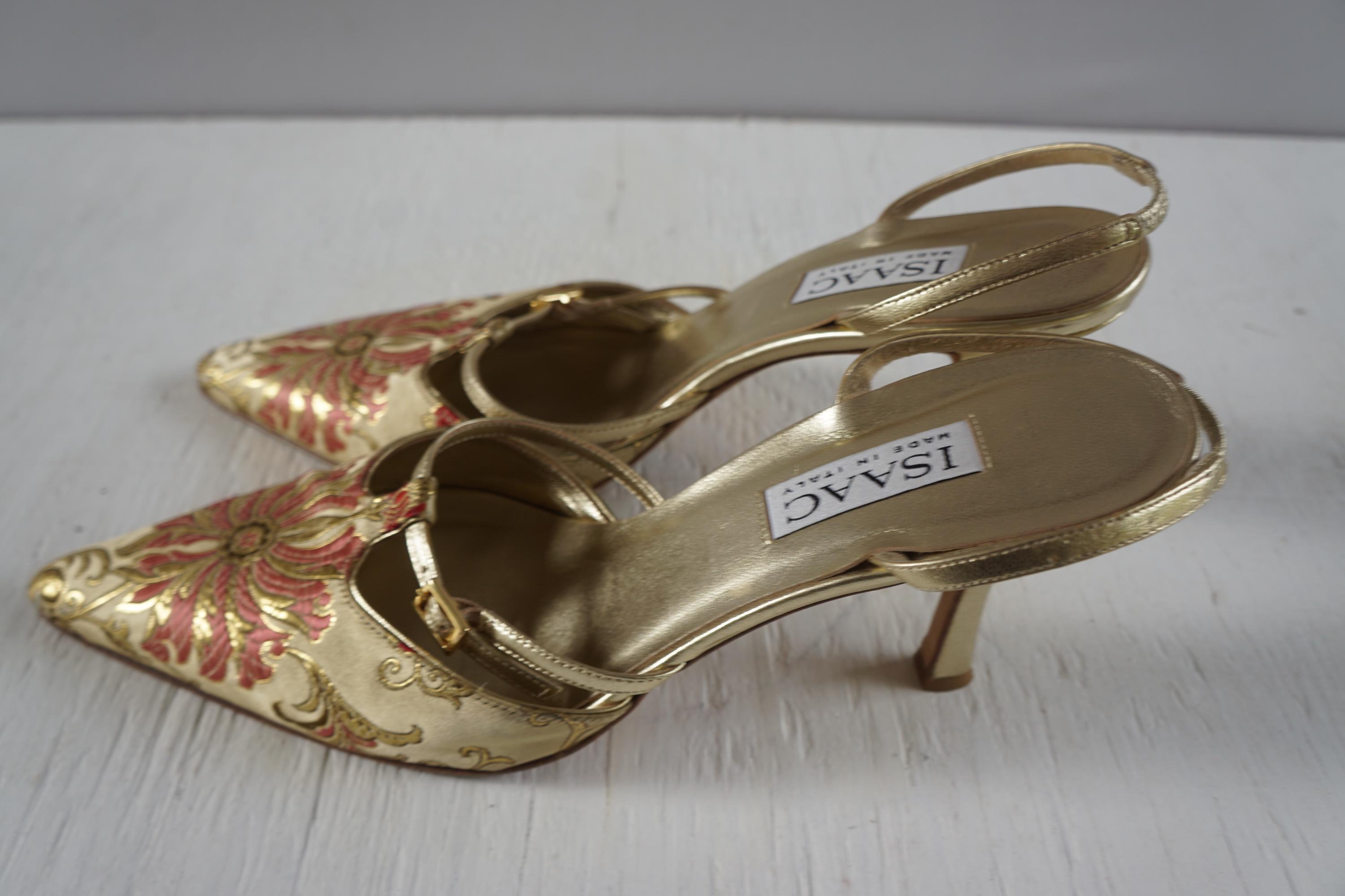 green emerald velvet dress Womens Cuba Gold Sling Back Flat-Shoe Pumps
