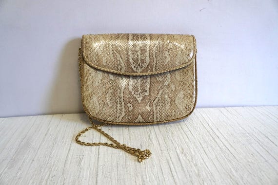 Vintage Snakeskin/Python Leather Shoulder Bag wit… - image 1