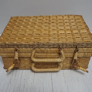 Panier en osier vintage/Rectangulaire/Valise porte-documents vintage Français/Valise style panier de ferme/Sac pour femme