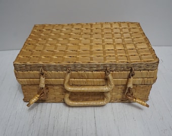 Maletín de mimbre vintage: bolso de cesta estilo casa de campo francesa