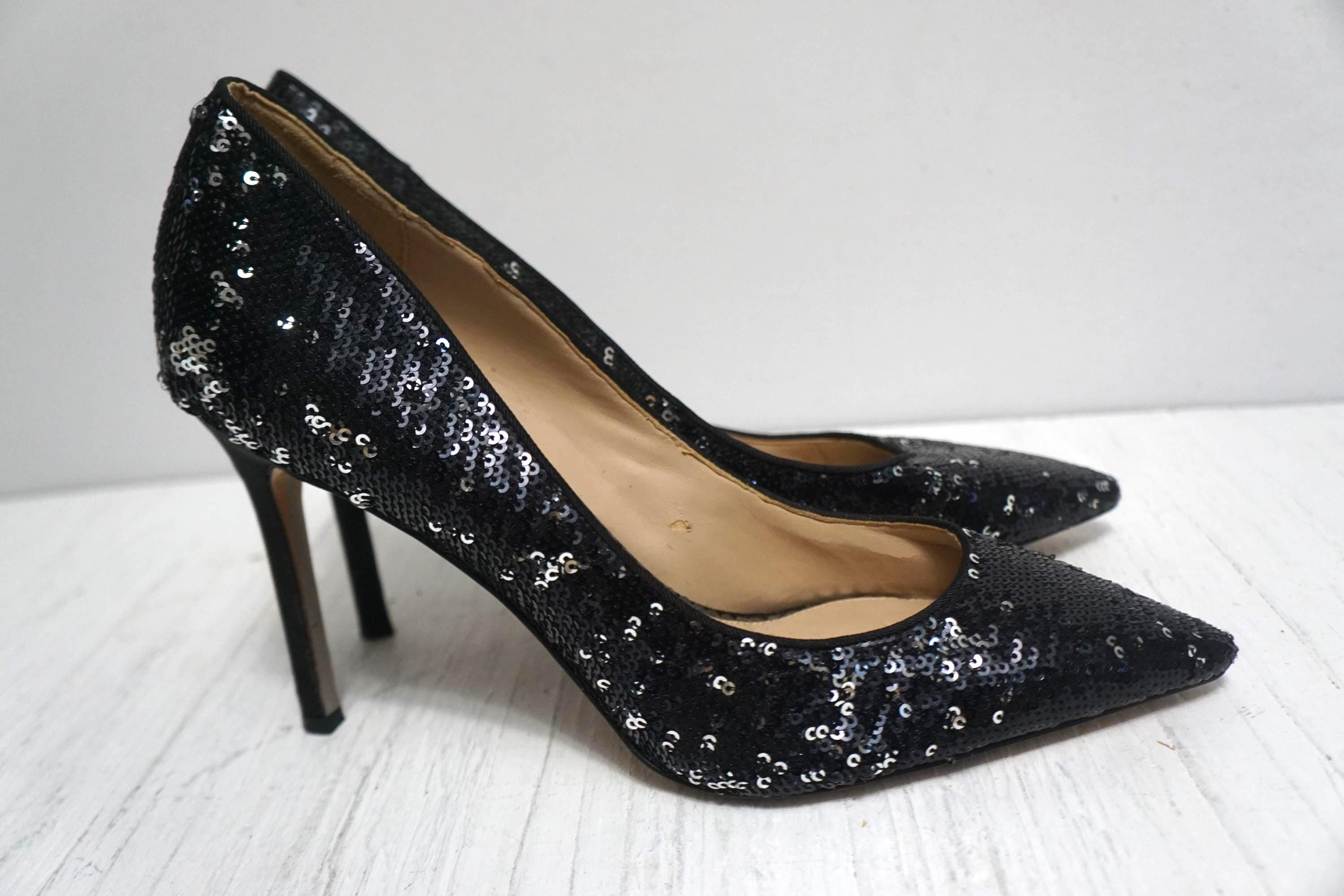 Black Sequin Heels
