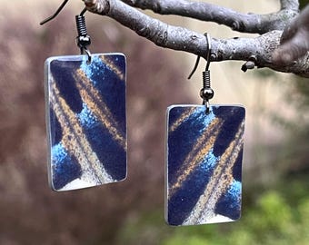 Orecchini con Ali di Farfalla Blu a Forma di Rettangolo Gioielli Ispirati alla Natura per Lei