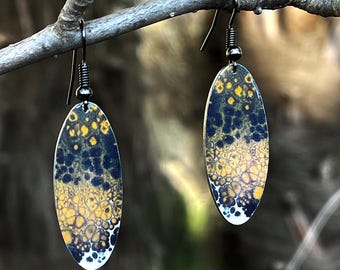 Orecchini Ispirati alla Carta Marmorizzata Gioielli Artistici Moderni Idea Regalo Donna