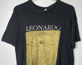 vintage T-shirt d'art homme de Vitruve Léonard de Vinci taille M Homme Noir