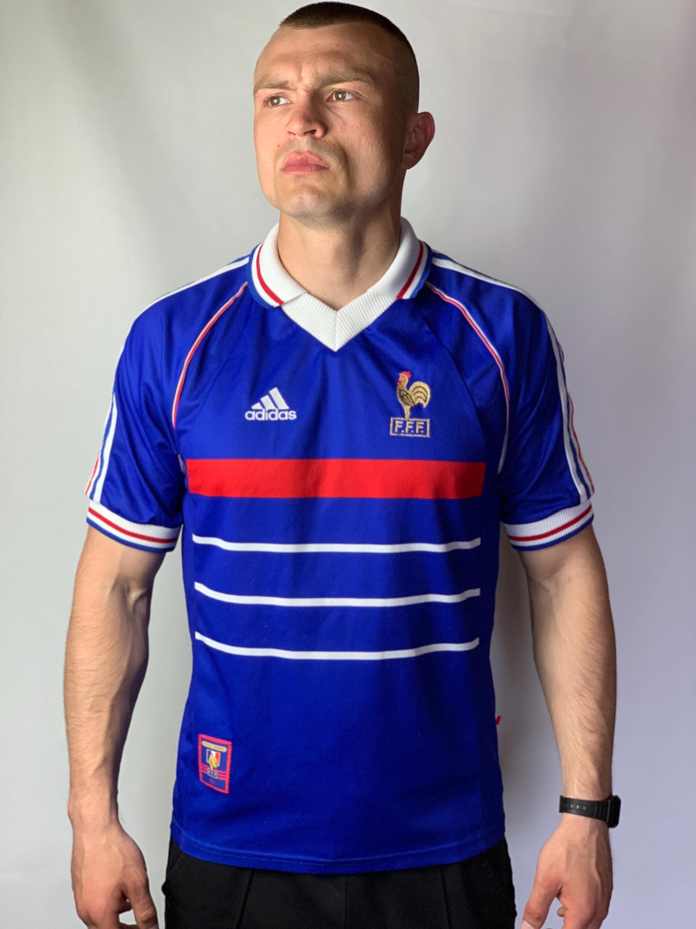 Vintage 90er Jahre Frankreich 1998 1999 2000 Home Football Shirt Fußball WM Endspiel France vs Brasilien Größe S KOSTENLOSER VERSAND