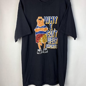 ヴィンテージ Y2K ユーモア T シャツ なぜ私はショートパンツを着られないのか サイズ XL メンズ 送料無料