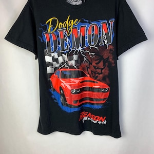 Vintage Y2k Style All We Trust Is Us Dodge Demon Graphic T Shirt Size M FREE SHIPPING