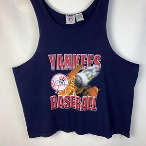 Vintage Y2K New York Yankees Tank Top Top Hat Logo Baseball MLB T-shirt Graphic Tee Tank Top Maat XL Gratis verzending