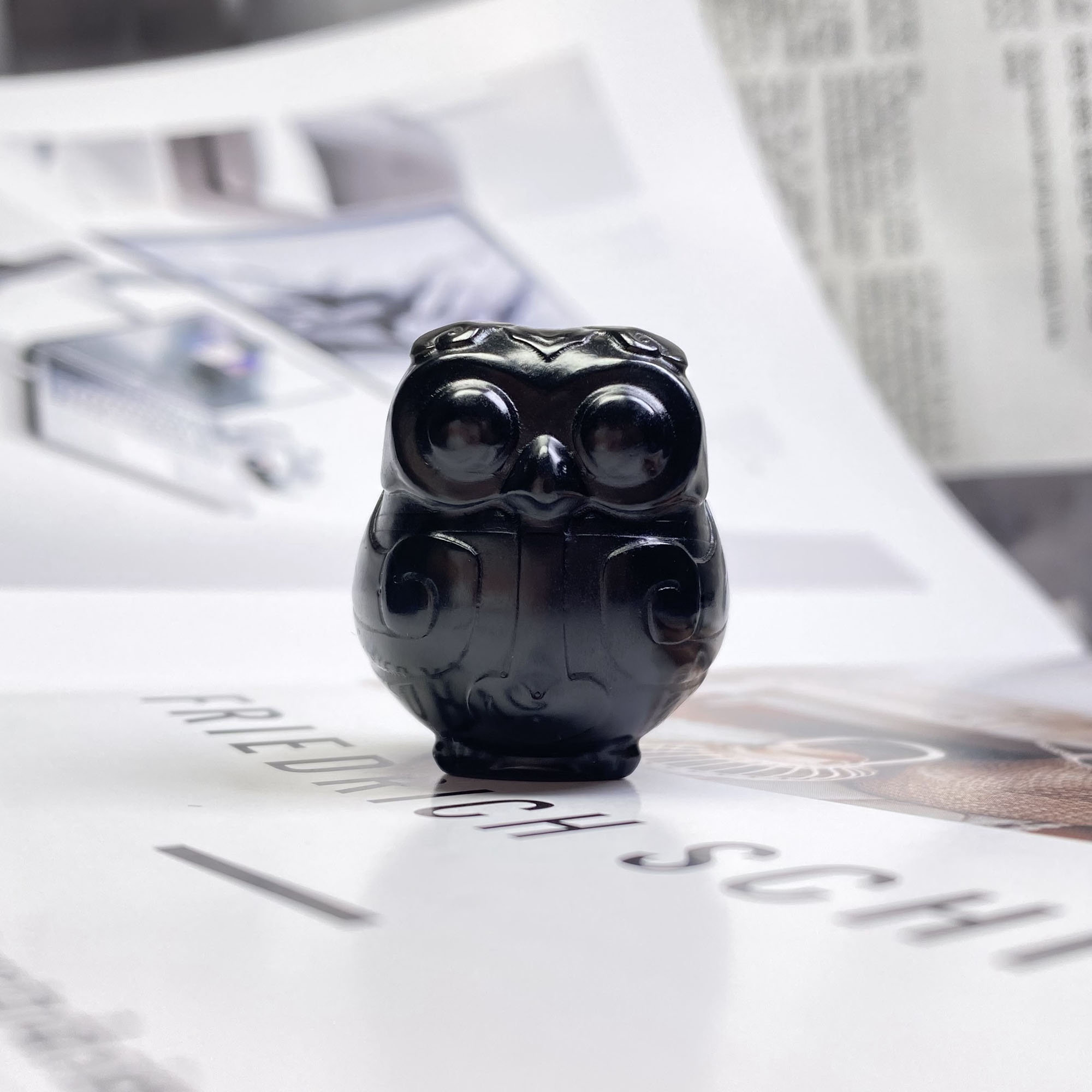 Natural Obsidian Owl Statues, Handmade Owls, Animal Sculptures, Reiki Healing Crystals, Home