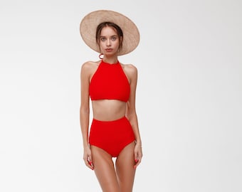 High Waisted Bikini Bottom, Seamless Cheeky Swimsuit