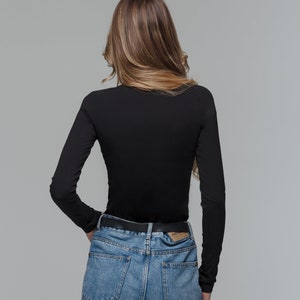 Square neck bodysuit, long-sleeve bodysuit, long sleeve shirt, extra long sleeve top, cocktail top image 2