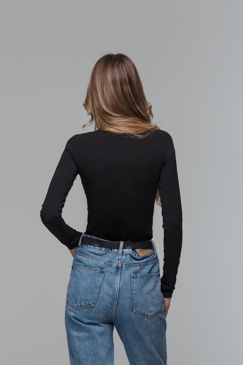 Square neck bodysuit, long-sleeve bodysuit, long sleeve shirt, extra long sleeve top, cocktail top image 2