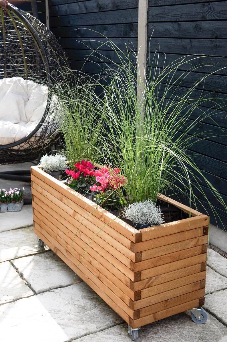 Long Wooden Planters Bespoke Sizes Natural Oak