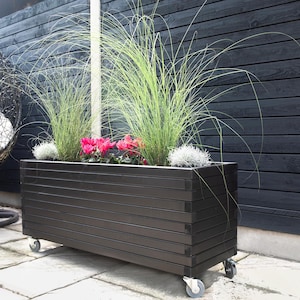 Long Wooden Planters Bespoke Sizes Black Ash