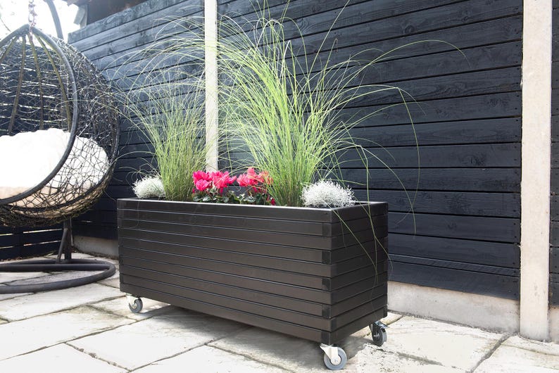 Long Wooden Planters Bespoke Sizes Black Ash