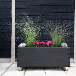Long Wooden Planters Bespoke Sizes Dark Grey