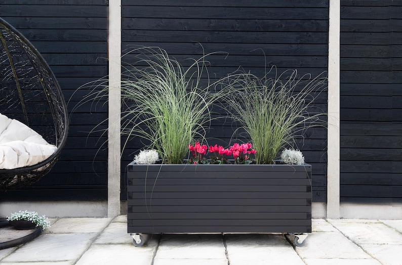Long Wooden Planters Bespoke Sizes Dark Grey