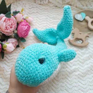 Handmade Crochet Plush Whale: Soft Stuffed Animal, Ocean Nursery Decor