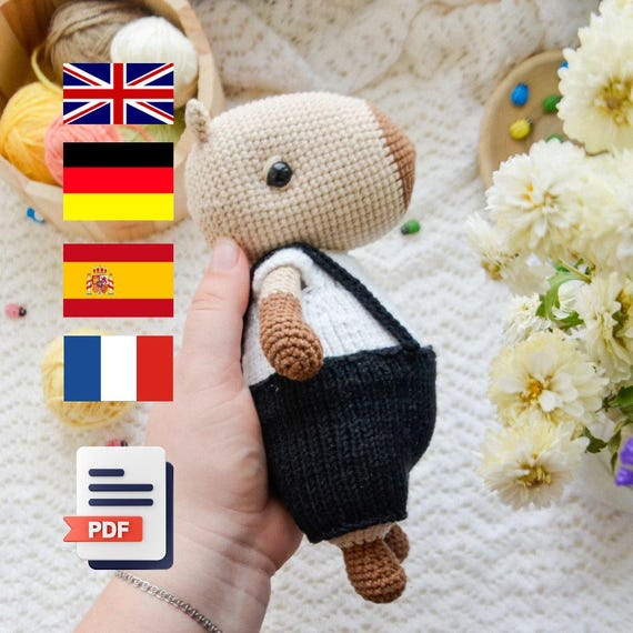 Crochet Capybara Pattern with Clothes, Amigurumi Toy (PDF Pattern)
