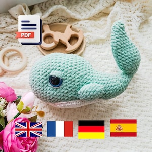 Plush Whale Crochet Pattern – Amigurumi Whale PDF Tutorial, Easy DIY Knitting Toy Pattern