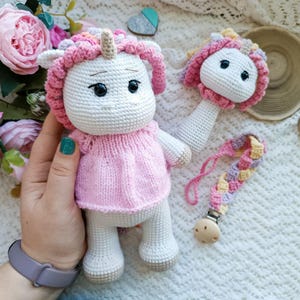 Newborn Gift Set - Crochet Pacifier Holder, Rattle, and Plush Toy, Handmade Baby Shower Gift, Baby Keepsake