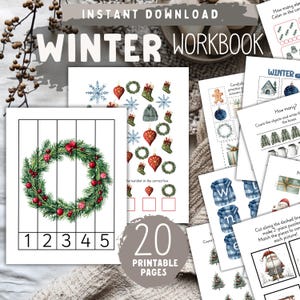 Winter Unit Study Workbook | Montessori Inspired Preschool Printable | Early Learning Activities | Winter-Themed Homeschool Curriculum