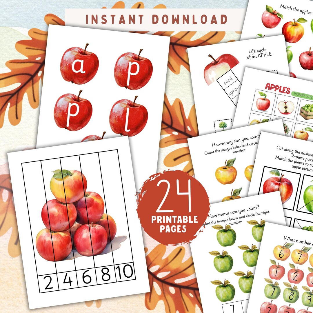 Apple Unit Study Workbook | Montessori Inspired Preschool Printable ...