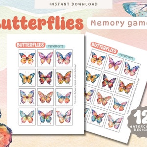 Memoryspel vlinder, afdrukbare geheugenkaarten, memoryspel vlindermatch, bijpassende kaarten voor kinderen, natuurstudieactiviteit voor kinderen