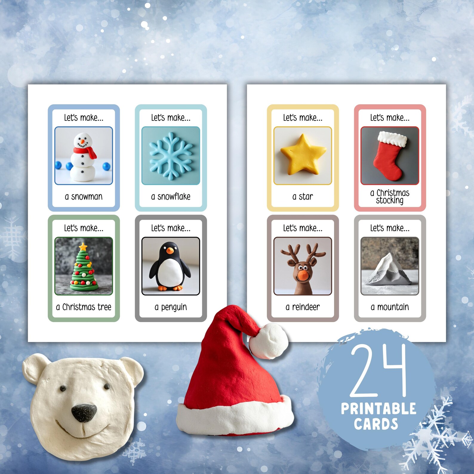 Winter Playdough Inspiration Cards | Creative Playdough Ideas for Kids ...