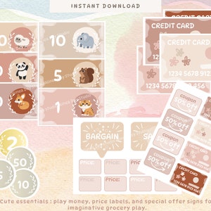Printable Play Money Cute Animals Design for Pretend Play, Dramatic Play Homeschool Preschool ...