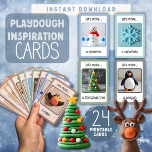 Winter Playdough Inspiration Cards | Creative Playdough Ideas for Kids | Printable Winter Activity | Fine Motor Skills | Christmas Craft