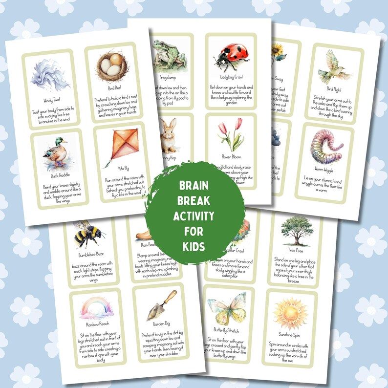 Spring Movement Cards for Kids | Active Play Activity | Brain Break Flashcards | Preschool Printable PDF image 5