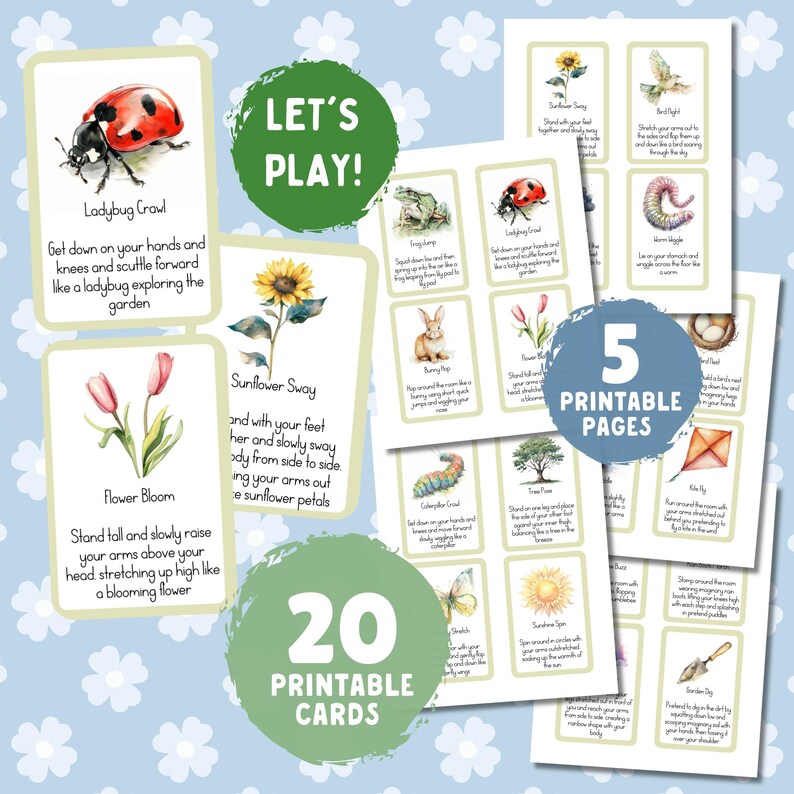 Spring Movement Cards for Kids | Active Play Activity | Brain Break Flashcards | Preschool Printable PDF image 6