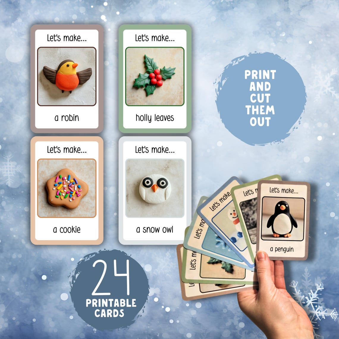 Winter Playdough Inspiration Cards | Creative Playdough Ideas for Kids ...