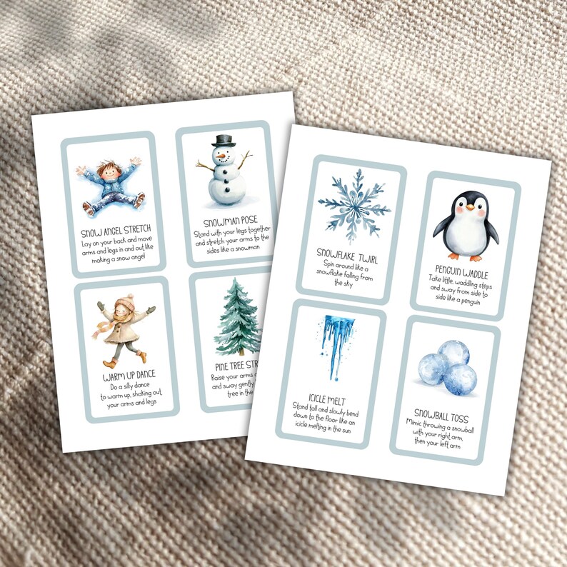 Cartes de mouvement hivernales pour enfants : jeu d'action Activité motrice en intérieur (imprimable) image 8