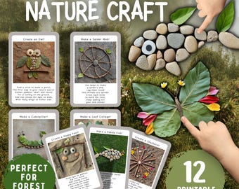 Nature Craft Cards for Kids Outdoor Art Activity PDF Reggio Montessori Forest Exploration Preschool Learning