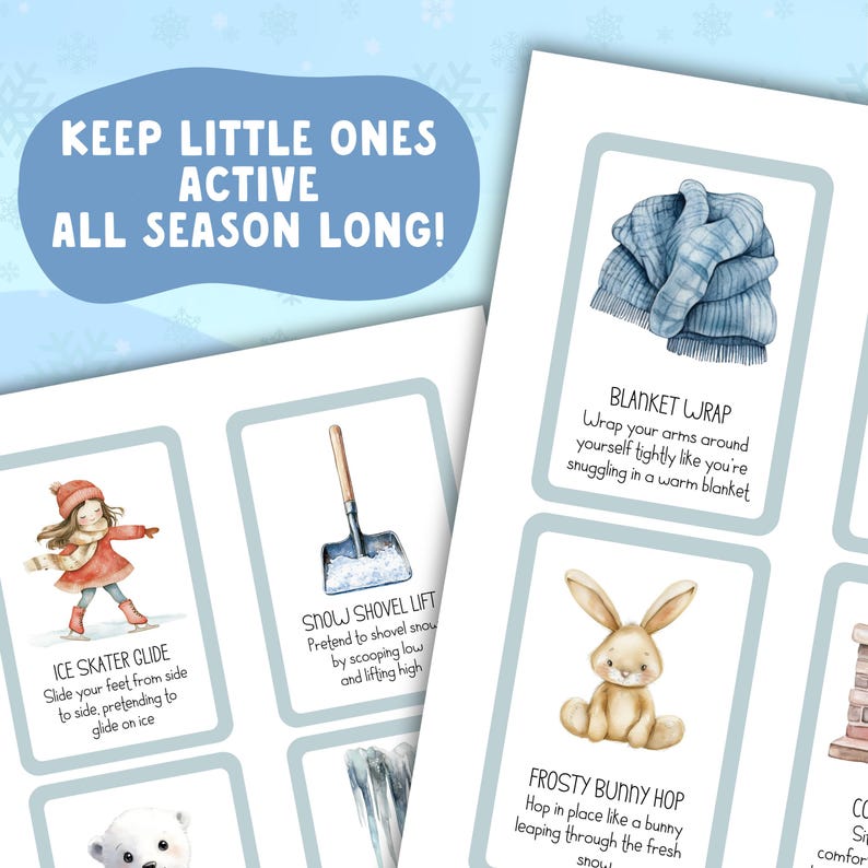 Cartes de mouvement hivernales pour enfants : jeu d'action Activité motrice en intérieur (imprimable) image 6